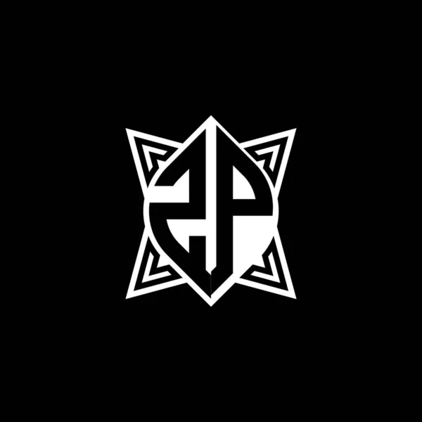 Monogram Logo Letter Star Geometric Shape Style Design Isolated Black — Stock Vector