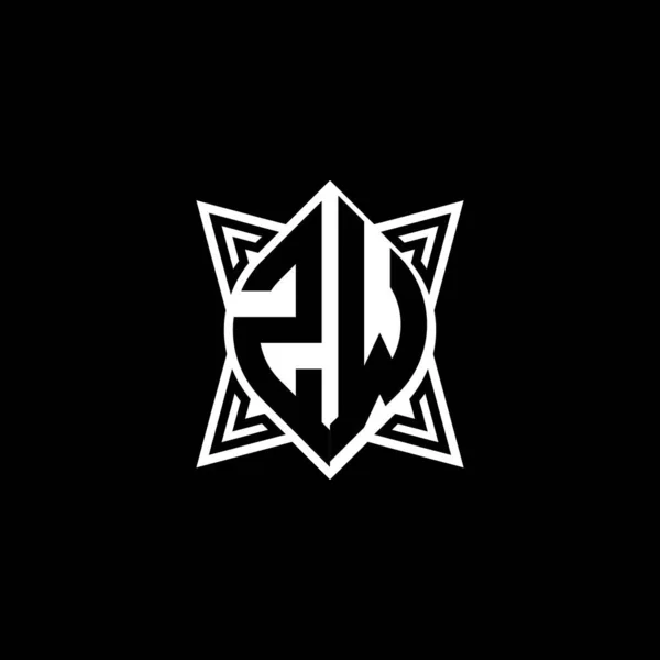 Monogram Logo Letter Star Geometric Shape Style Design Isolated Black — Stock Vector