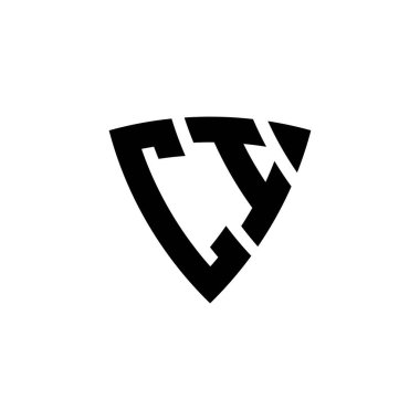 Beyaz arkaplanda izole edilmiş üçgen kalkan tarzı tasarımı olan CI Monogram logo harfi. Üçgen monogram logosu, kalkan monogramı, üçgen kalkan harfi..