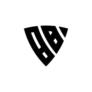 Beyaz arkaplanda izole edilmiş BB Monogram logo harfi üçgen kalkan şekli tasarımı. Üçgen monogram logosu, kalkan monogramı, üçgen kalkan harfi..