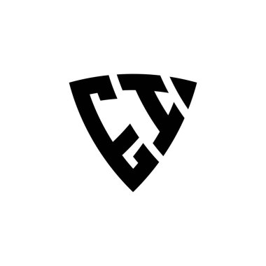 Beyaz arkaplanda izole edilmiş üçgen kalkan tarzı tasarımı olan El Monogram logo harfi. Üçgen monogram logosu, kalkan monogramı, üçgen kalkan harfi..