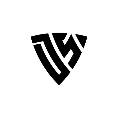 DS Monogram logo harfi, beyaz arkaplanda izole edilmiş üçgen kalkan şekli tasarımı. Üçgen monogram logosu, kalkan monogramı, üçgen kalkan harfi..