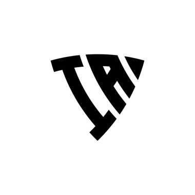 Beyaz arkaplanda izole edilmiş üçgen kalkan biçimli IA Monogram logo harfi. Üçgen monogram logosu, kalkan monogramı, üçgen kalkan harfi..