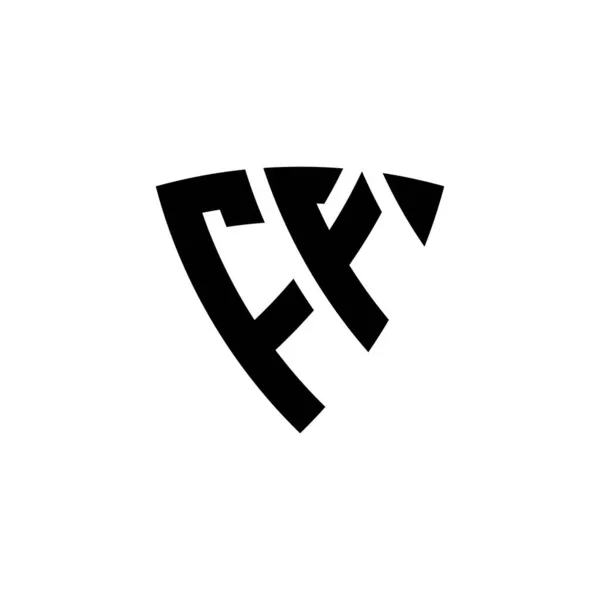 Ff单字标识字母与三角形盾状设计隔离在白色背景上 三角字标识 盾体字标识 三角盾体字母 — 图库矢量图片