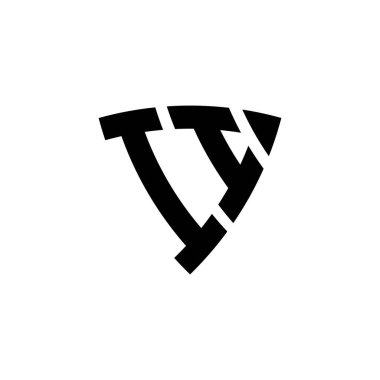 Beyaz arkaplanda izole edilmiş, üçgen kalkan biçimi tasarımlı II Monogram logo harfi. Üçgen monogram logosu, kalkan monogramı, üçgen kalkan harfi..