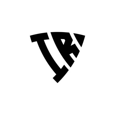 IR Monogram logo harfi, beyaz arkaplanda izole edilmiş üçgen kalkan şekli tasarımı. Üçgen monogram logosu, kalkan monogramı, üçgen kalkan harfi..
