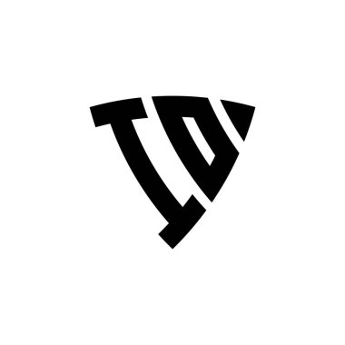 Beyaz arkaplanda izole edilmiş üçgen kalkan biçimli IO Monogram logo harfi. Üçgen monogram logosu, kalkan monogramı, üçgen kalkan harfi..