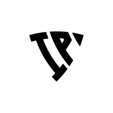 Beyaz arkaplanda izole edilmiş IP Monogram logo harfi üçgen kalkan şekli tasarımı. Üçgen monogram logosu, kalkan monogramı, üçgen kalkan harfi..