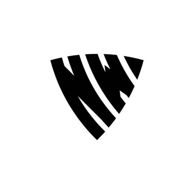 Beyaz arkaplanda izole edilmiş NW Monogram logo harfleri. Üçgen monogram logosu, kalkan monogramı, üçgen kalkan harfi..
