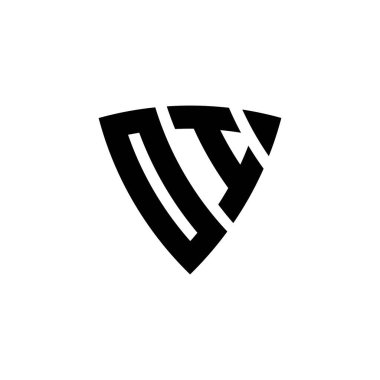 Beyaz arkaplanda izole edilmiş üçgen kalkan biçimli logo harfi. Üçgen monogram logosu, kalkan monogramı, üçgen kalkan harfi..