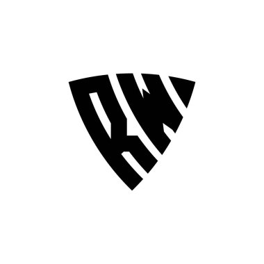 Beyaz arkaplanda izole edilmiş RW Monogram logo harfli üçgen kalkan şekli tasarımı. Üçgen monogram logosu, kalkan monogramı, üçgen kalkan harfi..