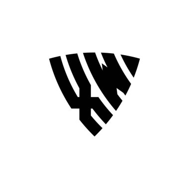 Beyaz arkaplanda izole edilmiş XW Monogram logo harfi. Üçgen monogram logosu, kalkan monogramı, üçgen kalkan harfi..