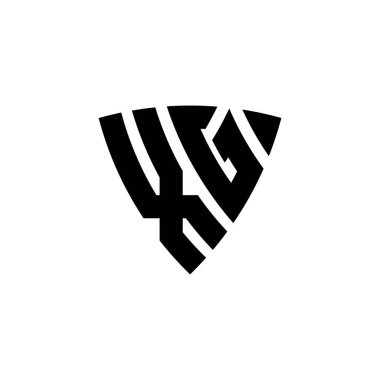 Beyaz arkaplanda izole edilmiş XG Monogram logo harfi. Üçgen monogram logosu, kalkan monogramı, üçgen kalkan harfi..