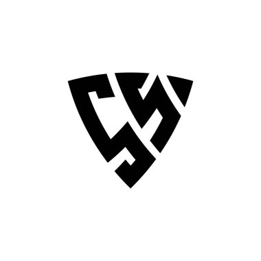 SS Monogram logo harfi, beyaz arkaplanda izole edilmiş üçgen kalkan şekli tasarımı. Üçgen monogram logosu, kalkan monogramı, üçgen kalkan harfi..
