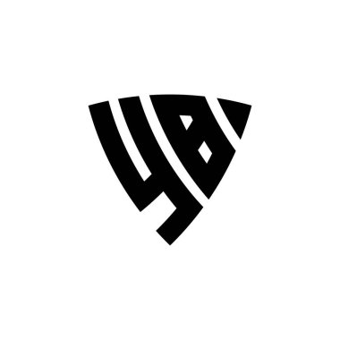 Beyaz arkaplanda izole edilmiş YB Monogram logo harfleri. Üçgen monogram logosu, kalkan monogramı, üçgen kalkan harfi..