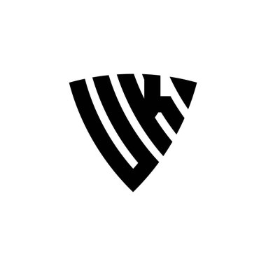 Birleşik Krallık Monogram logo harfi, beyaz arkaplanda izole edilmiş üçgen kalkan şekli tasarımı. Üçgen monogram logosu, kalkan monogramı, üçgen kalkan harfi..