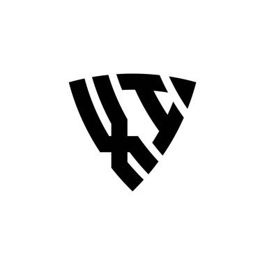 Beyaz arkaplanda izole edilmiş XI Monogram logo harfi ve üçgen kalkan şekli tasarımı. Üçgen monogram logosu, kalkan monogramı, üçgen kalkan harfi..