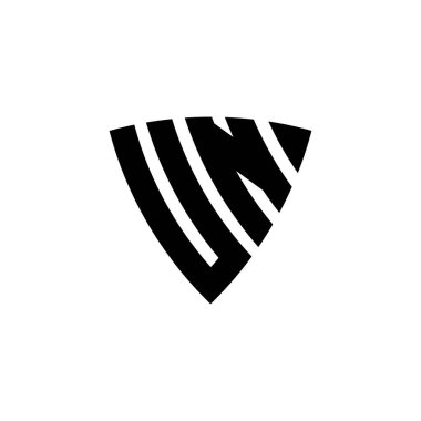 Beyaz arka planda izole edilmiş BM Monogram logo harfleri. Üçgen monogram logosu, kalkan monogramı, üçgen kalkan harfi..