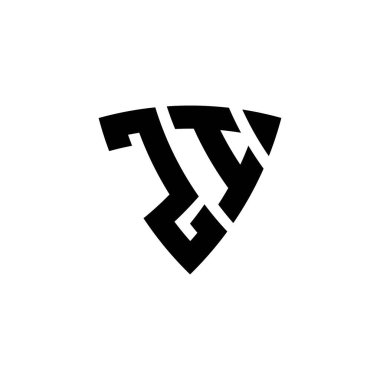 Beyaz arkaplanda izole edilmiş ZI Monogram logo harfi üçgen kalkan şekli tasarımı. Üçgen monogram logosu, kalkan monogramı, üçgen kalkan harfi..