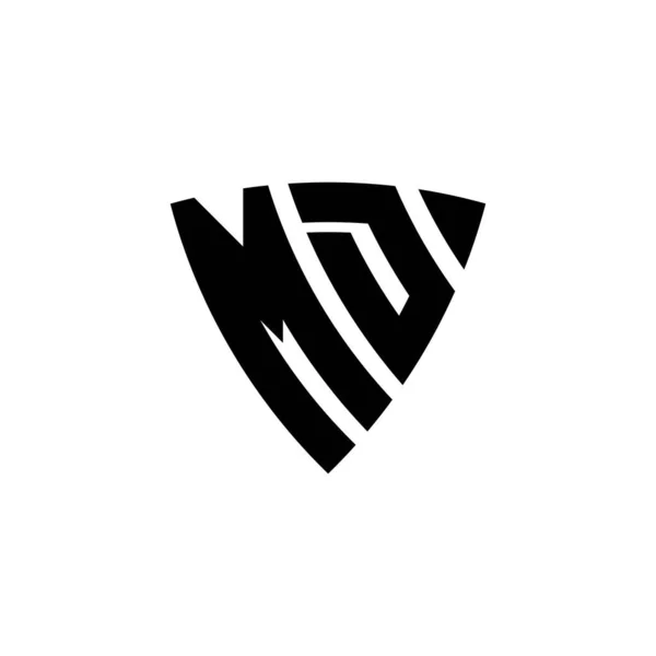 Md字母表标志字母与三角形盾状设计隔离在白色背景 三角字标识 盾体字标识 三角盾体字母 — 图库矢量图片