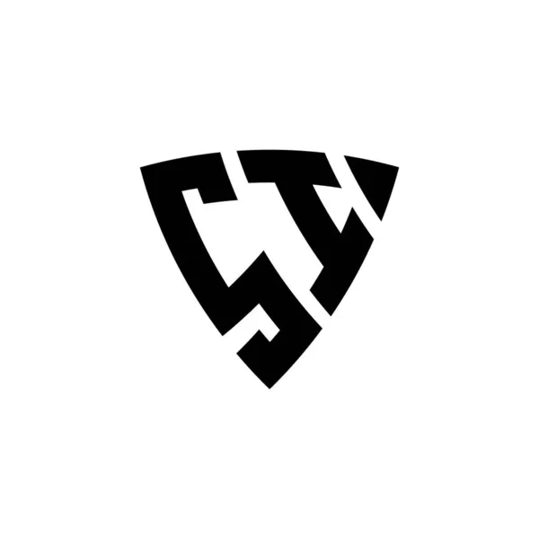 Monogram Logó Betű Háromszög Alakú Pajzs Stílusú Design Elszigetelt Fehér — Stock Vector