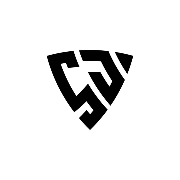 Monogram Logó Betű Háromszög Alakú Pajzs Stílusú Design Elszigetelt Fehér — Stock Vector
