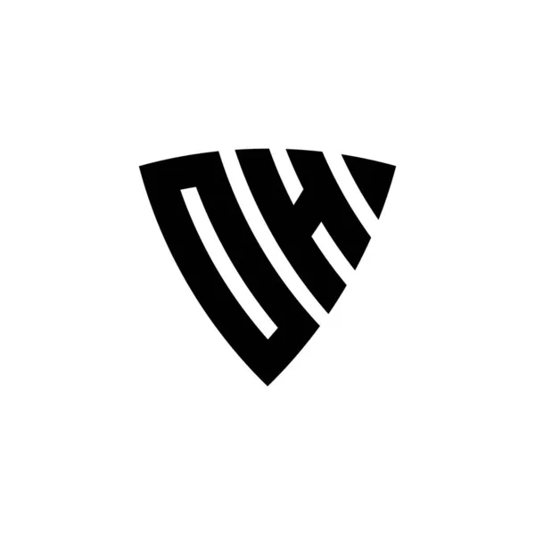Beyaz Arkaplanda Izole Edilmiş Üçgen Kalkan Şekilli Logo Harfli Monogram — Stok Vektör