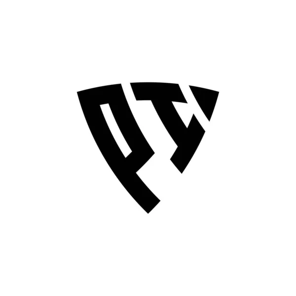 Huruf Logo Monogram Dengan Desain Bentuk Perisai Segitiga Terisolasi Pada - Stok Vektor