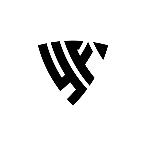 Yf单字标识字母与三角形盾状设计隔离在白色背景上 三角字标识 盾体字标识 三角盾体字母 — 图库矢量图片