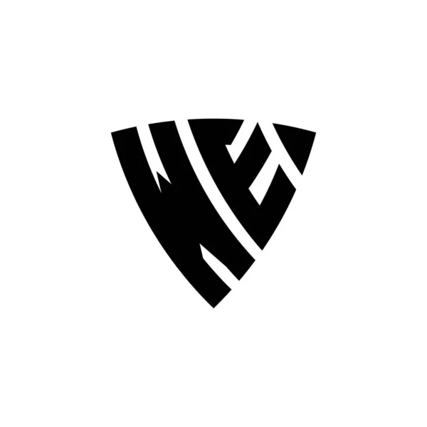 Beyaz Arkaplanda Izole Edilmiş Üçgen Kalkan Şekilli Logo Harfleri Kullanıyoruz — Stok Vektör