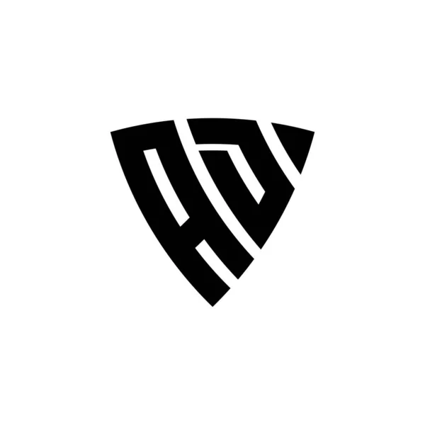 Ad白い背景に隔離された三角形のシールド形状スタイルのデザインとモノグラムのロゴの手紙 三角形のモノグラムロゴ 盾のモノグラムロゴ 三角形の盾の手紙 — ストックベクタ