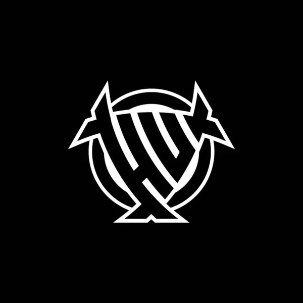 Logo Lettera Monogram Con Scudo Triangolo Disegno Forma Cerchio Sfondo — Vettoriale Stock