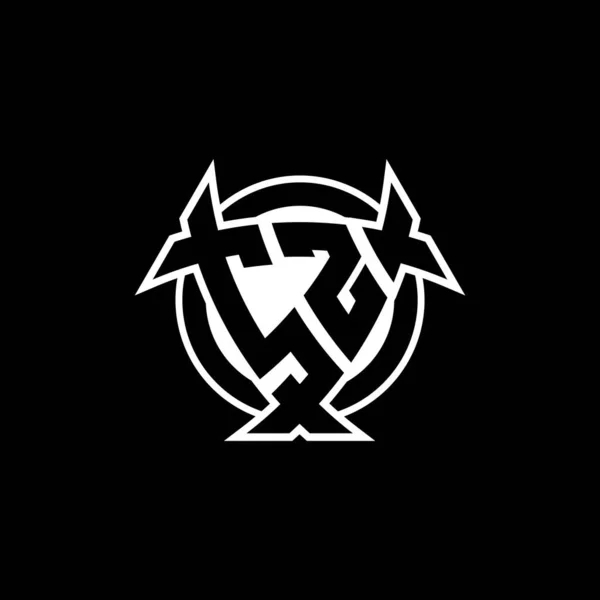 Monograma Logotipo Letra Com Escudo Triangular Design Estilo Forma Círculo — Vetor de Stock