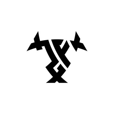 Beyaz arkaplanda izole edilmiş ZF Monogram logo harfi üçgen kalkan şekli tasarımı. Radyoaktif logo, radyoaktif üçgen ve kalkan şekilli harf.