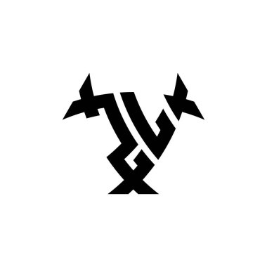 Beyaz arkaplanda izole edilmiş ZL Monogram logo harfi üçgen kalkan şekli tasarımı. Radyoaktif logo, radyoaktif üçgen ve kalkan şekilli harf.