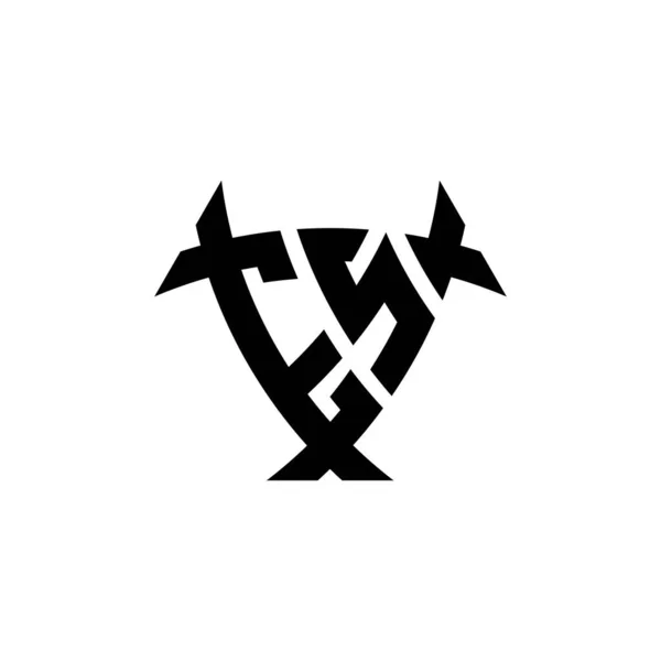 Es白い背景に隔離された三角形のシールド形状スタイルのデザインとモノグラムのロゴの手紙 放射性ロゴ 三角形放射線とシールド形状の手紙 — ストックベクタ