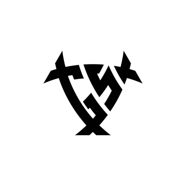 白い背景に隔離された三角形のシールド形状スタイルのデザインとGsモノグラムのロゴの手紙 放射性ロゴ 三角形放射線とシールド形状の手紙 — ストックベクタ