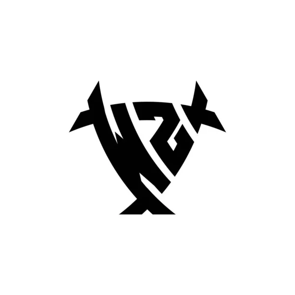 Huruf Logo Monogram Dengan Desain Bentuk Perisai Segitiga Diisolasi Pada - Stok Vektor