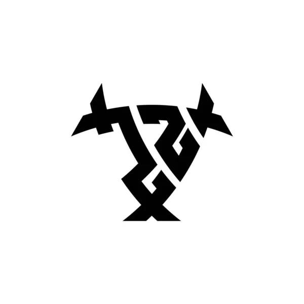 白い背景に隔離された三角形のシールド形状スタイルのデザインとZzモノグラムのロゴの手紙 放射性ロゴ 三角形放射線とシールド形状の手紙 — ストックベクタ