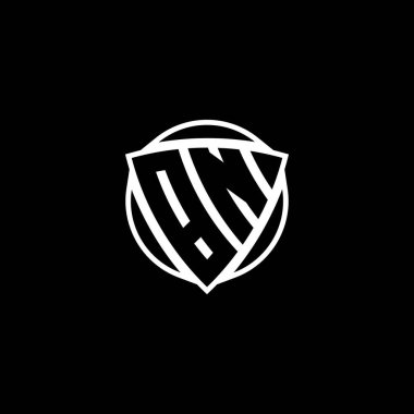 İzole edilmiş arkaplanda BN Monogram logo harfi, üçgen kalkan ve daire şekli tasarımı. Üçgen monogram logosu, kalkan monogram logosu, üçgen daire harfi..