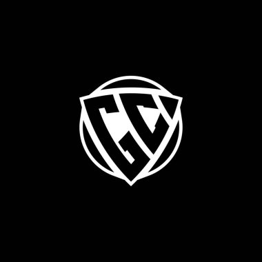 GGC Monogram logo harfi üçgen kalkan ve izole arkaplanda çember şekil tasarımı. Üçgen monogram logosu, kalkan monogram logosu, üçgen daire harfi..