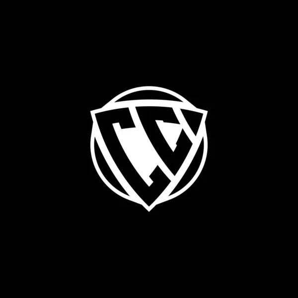 Monogram Logo Lettera Con Scudo Triangolo Disegno Stile Forma Cerchio — Vettoriale Stock