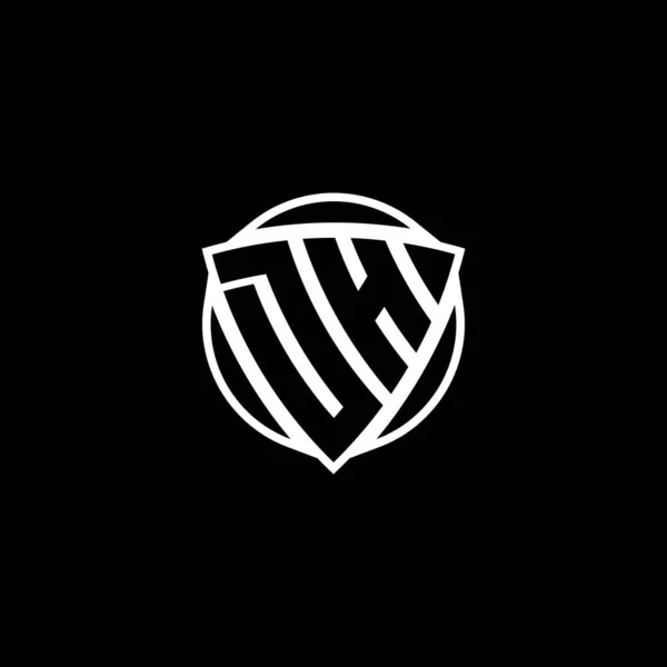 Logo Písmeno Trojúhelníkovým Štítem Stylem Kruhu Izolovaném Pozadí Logo Trojúhelníkového — Stockový vektor