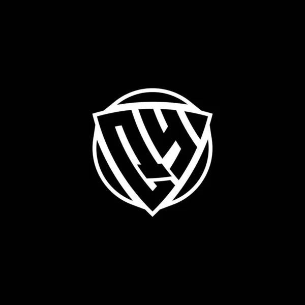 Lettera Logo Monogram Con Scudo Triangolo Disegno Stile Forma Cerchio — Vettoriale Stock