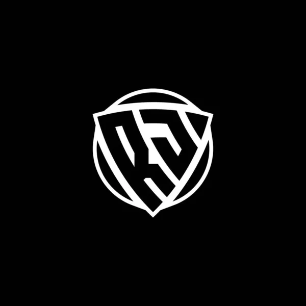 Logo Lettera Monogram Con Scudo Triangolo Disegno Stile Forma Cerchio — Vettoriale Stock