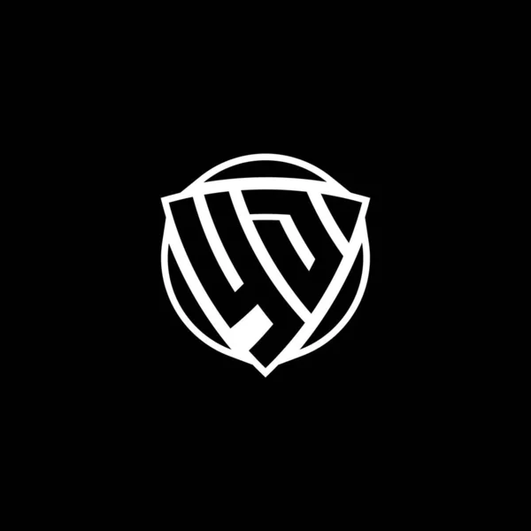 Logo Lettera Monogram Con Scudo Triangolo Disegno Stile Forma Cerchio — Vettoriale Stock