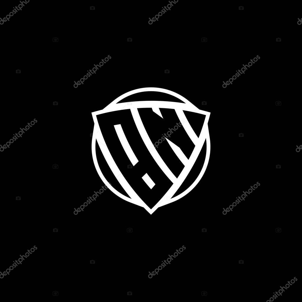 BN Monogram logo letter with triangle shield and circle shape style design on isolated background. Triangle monogram logo, shield monogram logo, triangle circle letter.