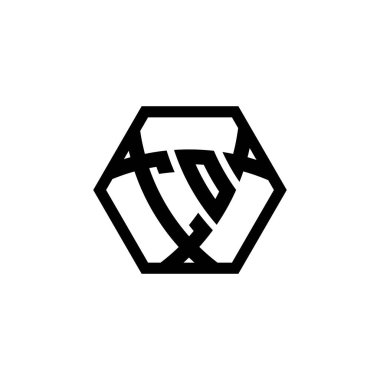 Altıgen üçgen şekilli karbon monogram logo harfi. Üçgen monogram logosu, kalkan monogramı, üçgen kalkan harfi..