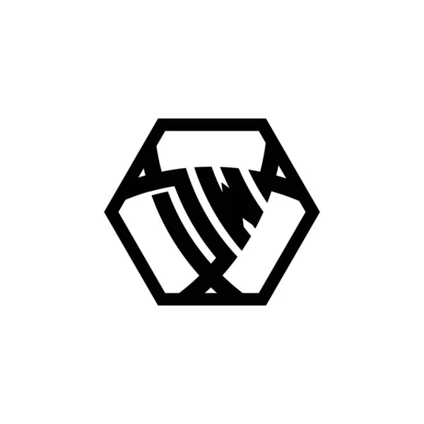 Monogram Logo Harfi Üçgen Şekilli Altıgen Yuvarlak Üçgen Monogram Logosu — Stok Vektör