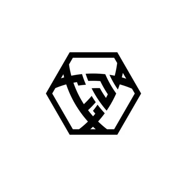 Litera Logo Monogram Sześciokątnym Kształtem Tarczy Trójkątnej Zaokrąglona Logo Trójkąta — Wektor stockowy